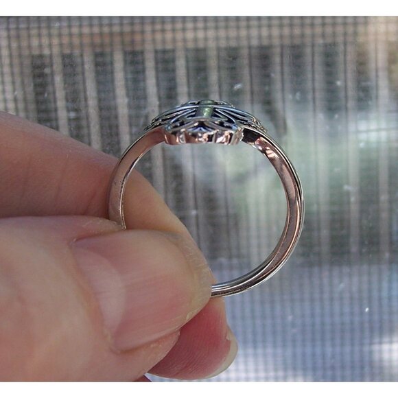 925 STERLING SILVER  Antique Style Dainty Cross Ring - Picture 7 of 16